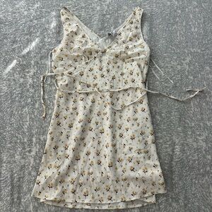 Princess Polly Floral Mini Dress - Cream and Yellow